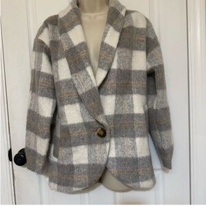 Evereve North Coast Plaid Wool-Blend Coat XS